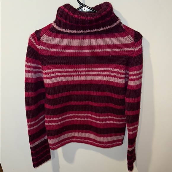 Y2K vintage GAP Women's Wool Striped Sweater - Pink and Purple - Picture 5 of 6